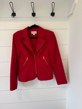 Conrad C Collection Women's Red Zip  Faux Suede Jacket Size 6